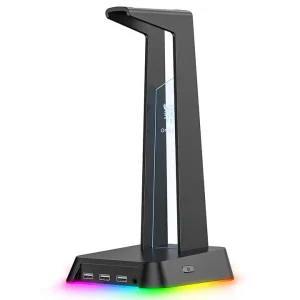 Suport Căști Gaming, DomestiQ, model Onikuma ST-2 – RGB LED, 3x USB, Bază Antiderapantă, Stil Futurist – Black Edition
