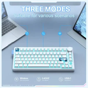 Tastatură Mecanică DomestiQ, model Onikuma MT706, 81 taste, tri-mod & RGB, White
